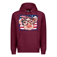 Burgundy american flag pig Premium Hoodie - RanaPortraitStore