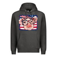 Charcoal Heather american flag pig Premium Hoodie - RanaPortraitStore
