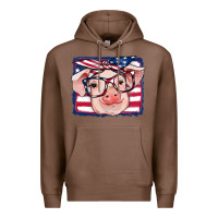 Chestnut american flag pig Premium Hoodie - RanaPortraitStore