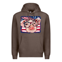 Coffee american flag pig Premium Hoodie - RanaPortraitStore