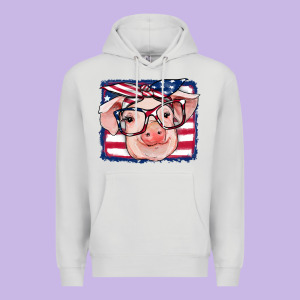 American Flag Pig Premium Hoodie Designed By Ranaportraitstore