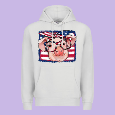 American Flag Pig Premium Hoodie Designed By Ranaportraitstore