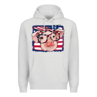 Dove Grey american flag pig Premium Hoodie - RanaPortraitStore