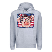 Heather Grey american flag pig Premium Hoodie - RanaPortraitStore