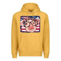 Mustard american flag pig Premium Hoodie - RanaPortraitStore