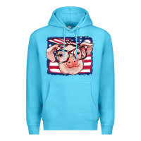 Ocean Blue american flag pig Premium Hoodie - RanaPortraitStore
