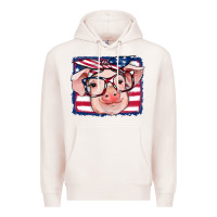 Pale Pink american flag pig Premium Hoodie - RanaPortraitStore