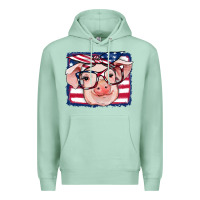 Seafoam american flag pig Premium Hoodie - RanaPortraitStore