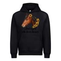 Black just a girl who loves horses Urban Hoodie - RanaPortraitStore