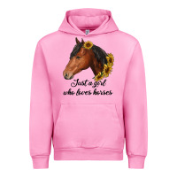 Fuchsia Pink just a girl who loves horses Urban Hoodie - RanaPortraitStore