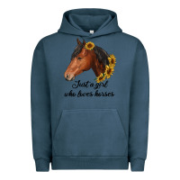 Pigment Midnight Navy just a girl who loves horses Urban Hoodie - RanaPortraitStore