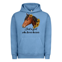 Pigment Pebble Blue just a girl who loves horses Urban Hoodie - RanaPortraitStore