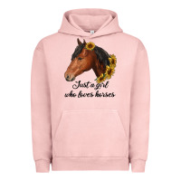 Pigment Salmon just a girl who loves horses Urban Hoodie - RanaPortraitStore