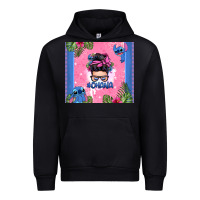 Black ohana stitch messy bun Urban Hoodie - Zillion Design Studio