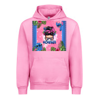 Fuchsia Pink ohana stitch messy bun Urban Hoodie - Zillion Design Studio