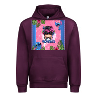 Mauve Wine ohana stitch messy bun Urban Hoodie - Zillion Design Studio