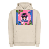 Pigment French Oak ohana stitch messy bun Urban Hoodie - Zillion Design Studio