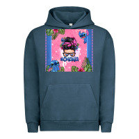 Pigment Midnight Navy ohana stitch messy bun Urban Hoodie - Zillion Design Studio