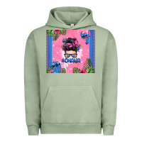 Pigment Oil Green ohana stitch messy bun Urban Hoodie - Zillion Design Studio