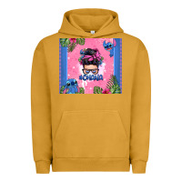 Pigment Peanut Butter ohana stitch messy bun Urban Hoodie - Zillion Design Studio