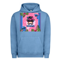 Pigment Pebble Blue ohana stitch messy bun Urban Hoodie - Zillion Design Studio