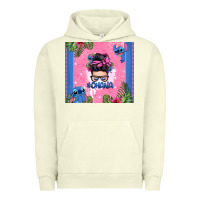 Pigment Pistachio ohana stitch messy bun Urban Hoodie - Zillion Design Studio