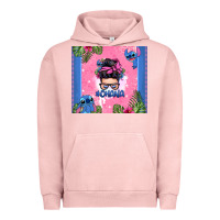 Pigment Salmon ohana stitch messy bun Urban Hoodie - Zillion Design Studio