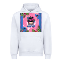 White ohana stitch messy bun Urban Hoodie - Zillion Design Studio