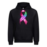 Black Breast Cancer Ribbon with Feather Urban Hoodie - texasbilliewilder