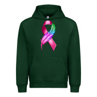 Forest Green Breast Cancer Ribbon with Feather Urban Hoodie - texasbilliewilder