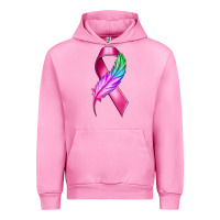 Fuchsia Pink Breast Cancer Ribbon with Feather Urban Hoodie - texasbilliewilder