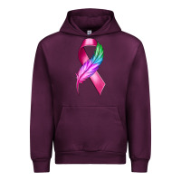 Mauve Wine Breast Cancer Ribbon with Feather Urban Hoodie - texasbilliewilder