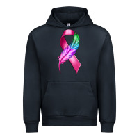 Navy Breast Cancer Ribbon with Feather Urban Hoodie - texasbilliewilder