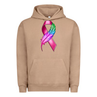 Pigment Burro Breast Cancer Ribbon with Feather Urban Hoodie - texasbilliewilder