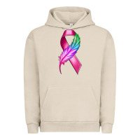 Pigment French Oak Breast Cancer Ribbon with Feather Urban Hoodie - texasbilliewilder