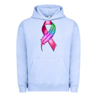 Pigment Grape Ice Breast Cancer Ribbon with Feather Urban Hoodie - texasbilliewilder