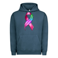 Pigment Midnight Navy Breast Cancer Ribbon with Feather Urban Hoodie - texasbilliewilder