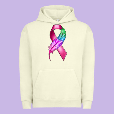 Breast Cancer Ribbon With Feather Urban Hoodie Designed By Texasbilliewilder