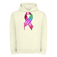 Pigment Pistachio Breast Cancer Ribbon with Feather Urban Hoodie - texasbilliewilder