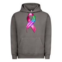 Pigment Tornado Breast Cancer Ribbon with Feather Urban Hoodie - texasbilliewilder