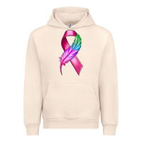 Sandshell Breast Cancer Ribbon with Feather Urban Hoodie - texasbilliewilder