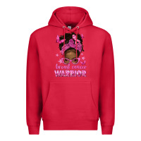 Cardinal afro messy bun breast cancer warrior Premium Hoodie - texasbilliewilder