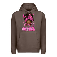Coffee afro messy bun breast cancer warrior Premium Hoodie - texasbilliewilder