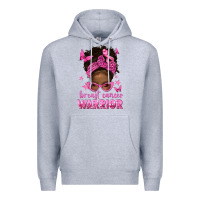 Heather Grey afro messy bun breast cancer warrior Premium Hoodie - texasbilliewilder