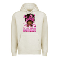 Oatmeal Heather afro messy bun breast cancer warrior Premium Hoodie - texasbilliewilder