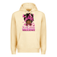 Afro Messy Bun Breast Cancer Warrior Premium Hoodie | Teevron