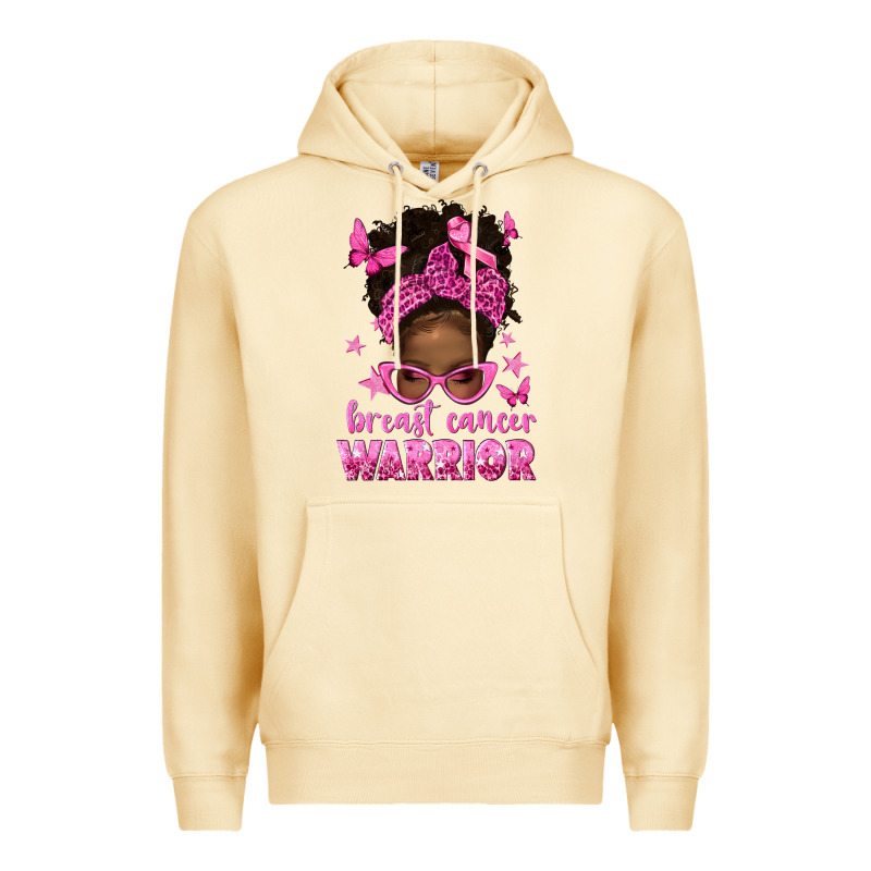 Afro Messy Bun Breast Cancer Warrior Premium Hoodie by texasbilliewilder | Teevron
