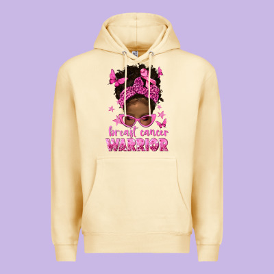 Afro Messy Bun Breast Cancer Warrior Premium Hoodie Designed By Texasbilliewilder