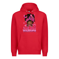 Red afro messy bun breast cancer warrior Premium Hoodie - texasbilliewilder