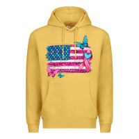 Antique Gold American flag breast cancer with ribbon Premium Hoodie - texasbilliewilder